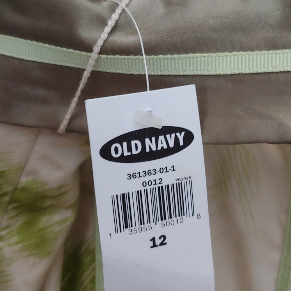 Y2K Old Navy Cotton Panel Wavy Flare Skirt w/Satin Sash, Waist 35 in. (Spr 2006) - Picture 7 of 8